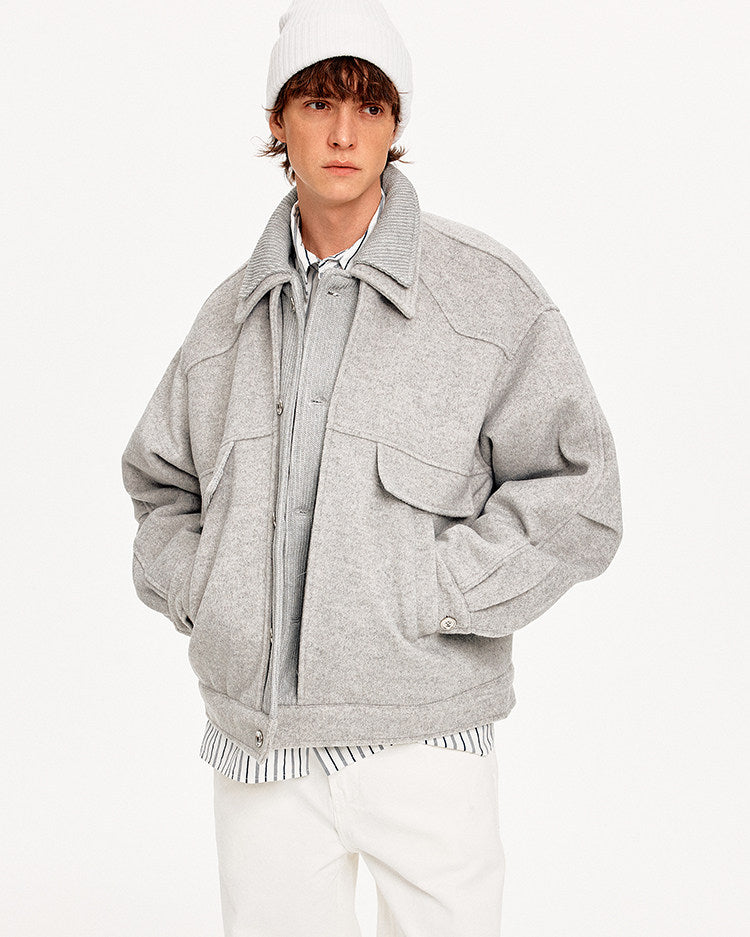 Double Collar Faux Two-Piece Jacket