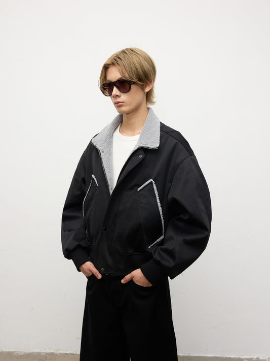 Fleece-Lined Oversized Bomber Jacket