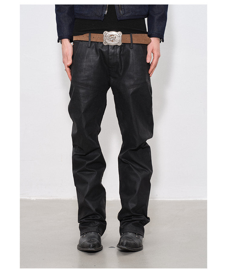 Hand-Waxed Slim-Fit Casual Pants