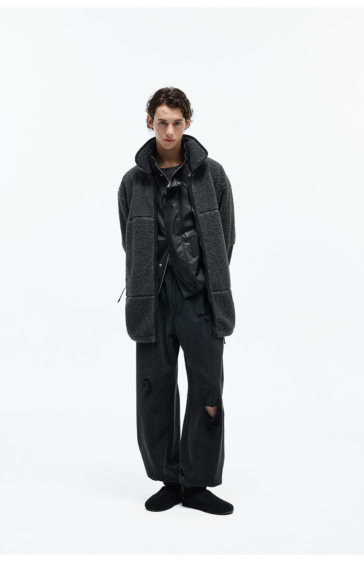 Wool-Blend Fleece Mid-Length Coat