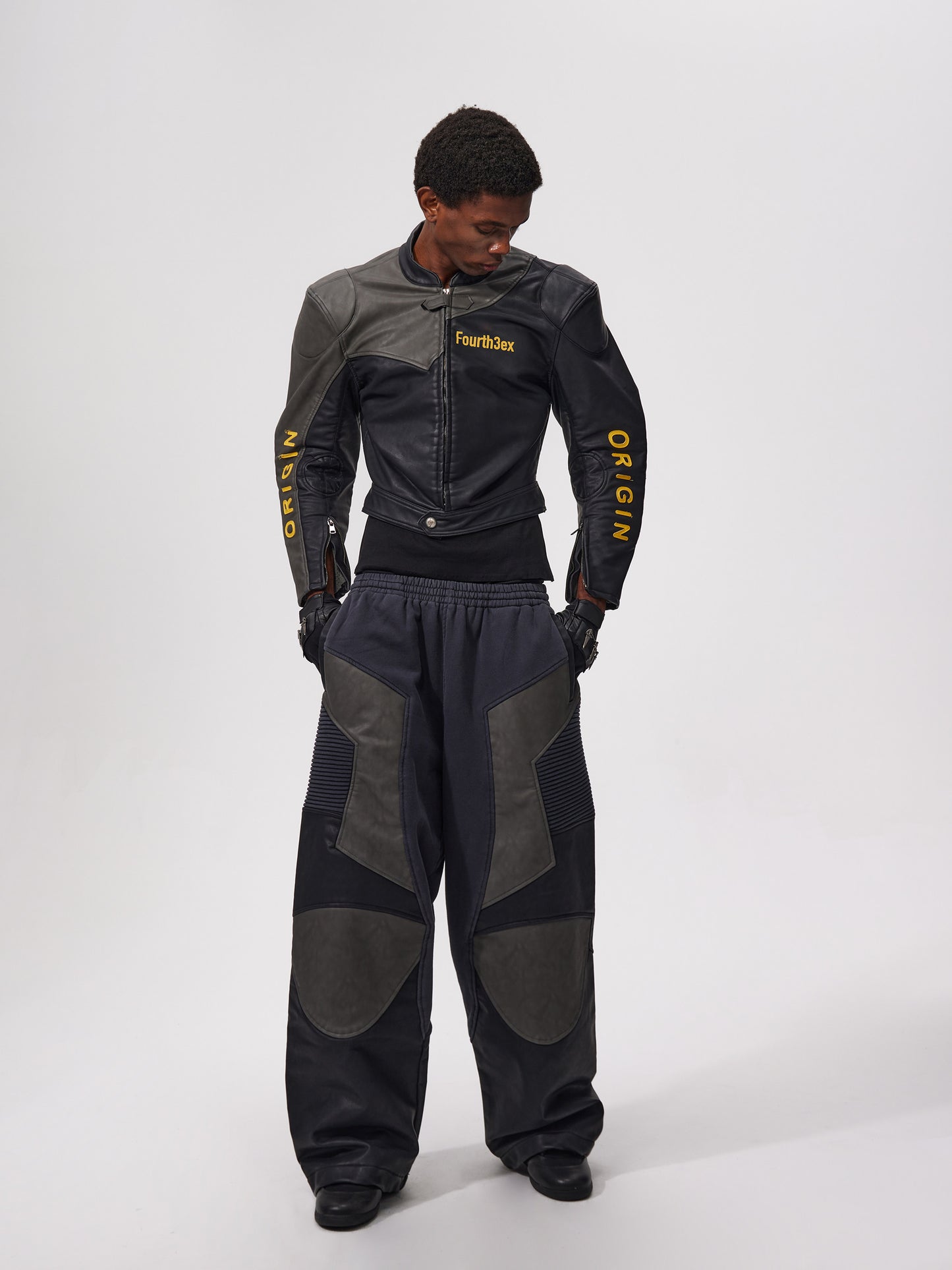 Padded Shoulder Short Leather Jacket