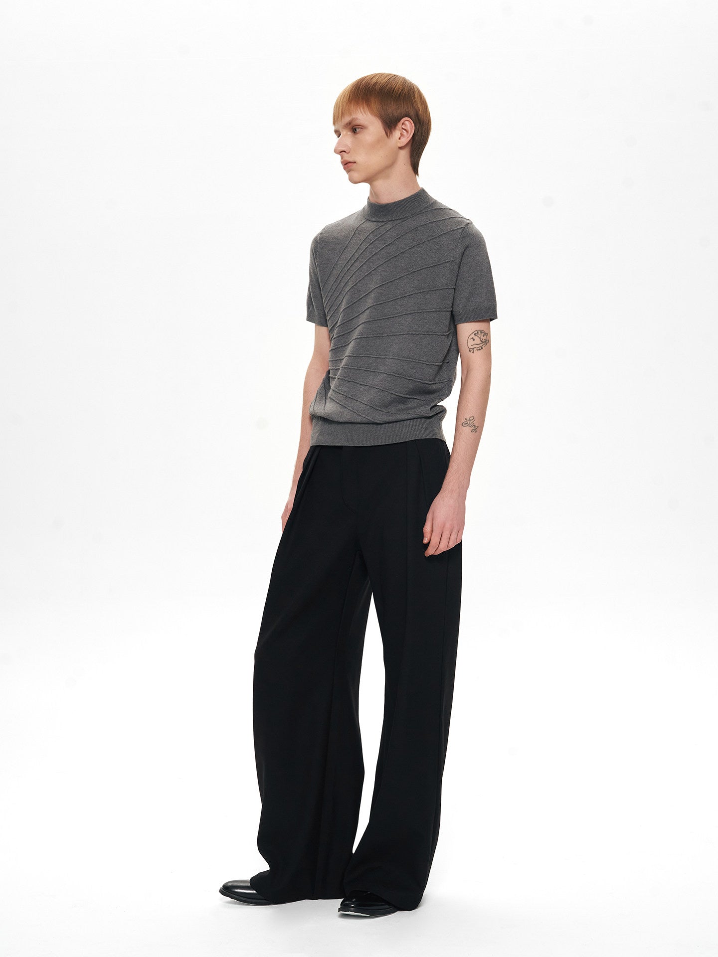 Breathable Jacquard High-Neck Knit