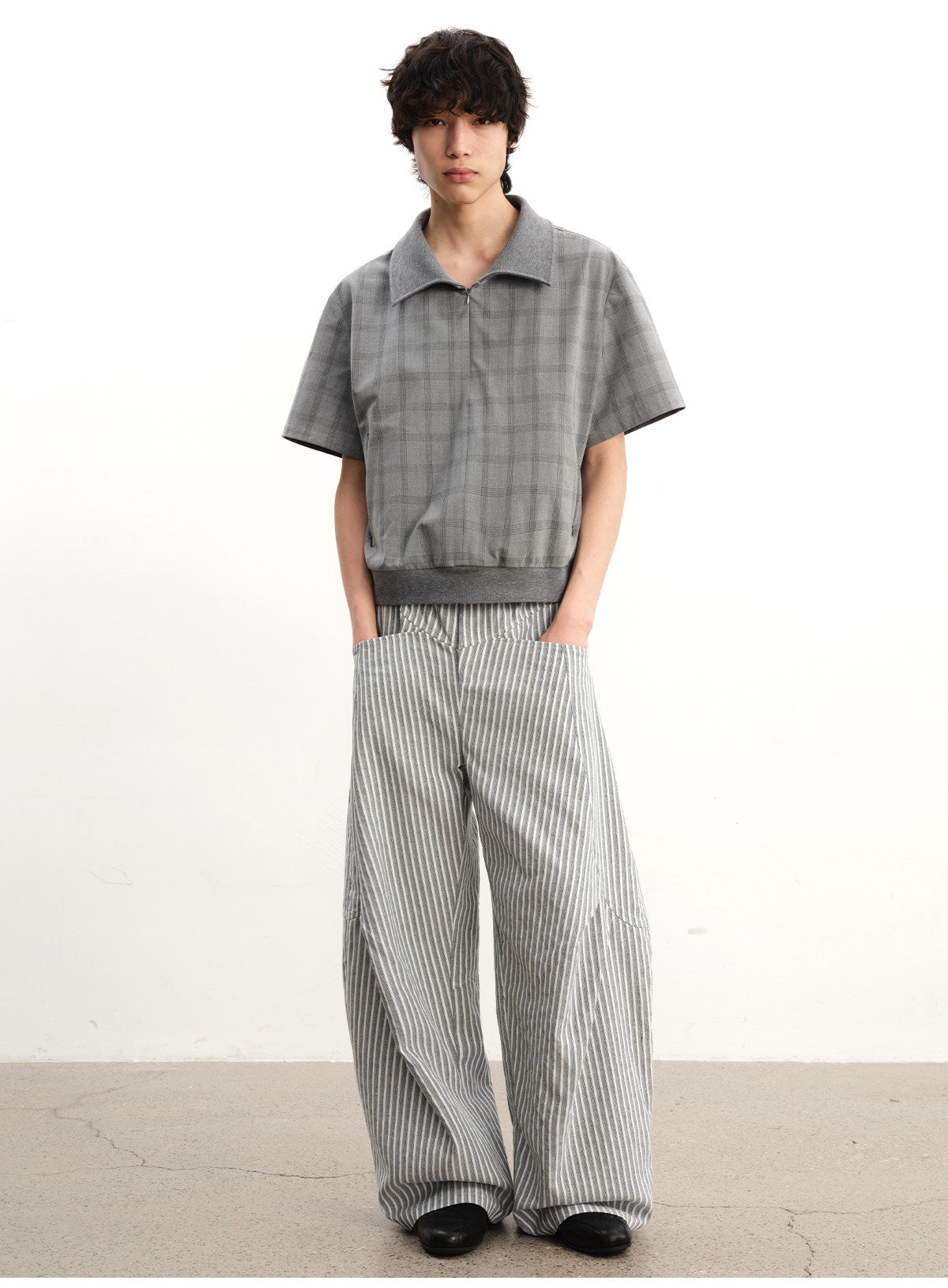 Half-Zip Checkered Shirt
