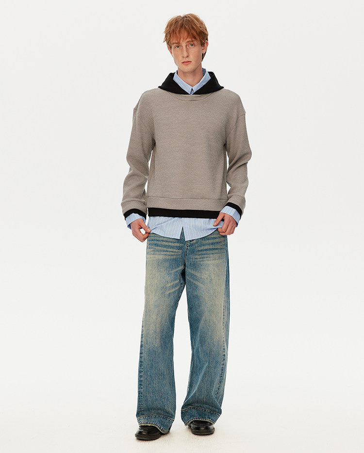 후드 와플 셔츠 3종 세트