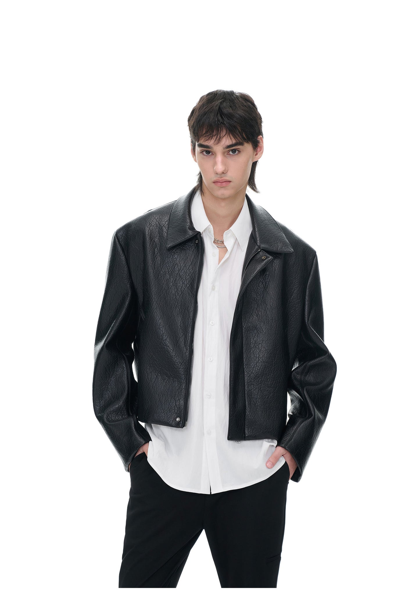 PU Short Leather Jacket