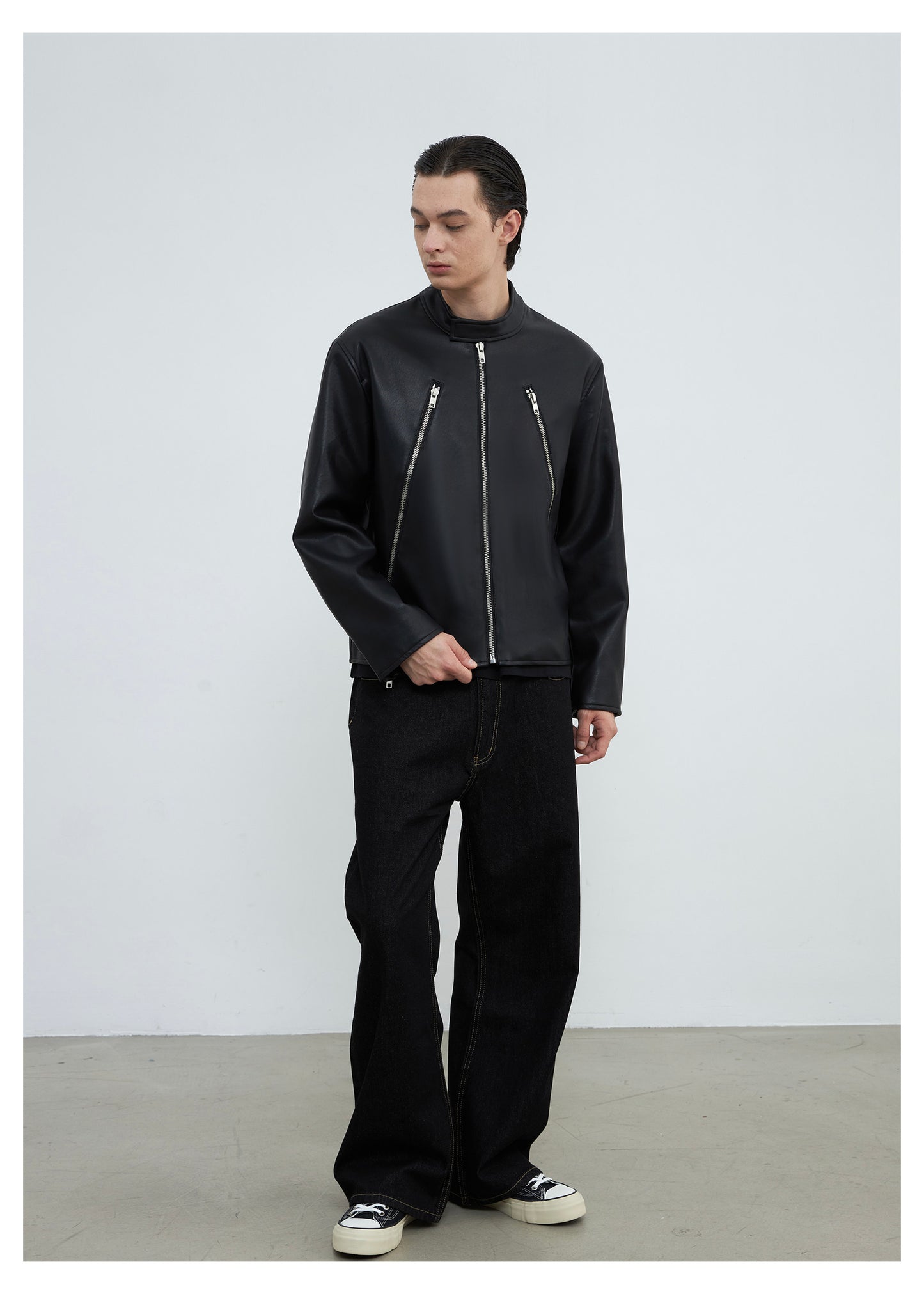 Faux Lambskin Multi-Zip Jacket