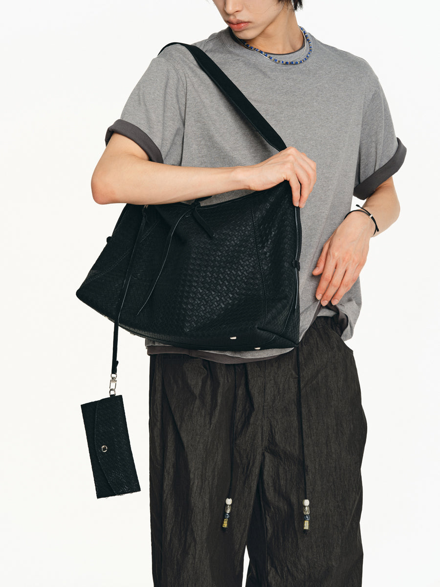 Matte-embossed shoulder bag