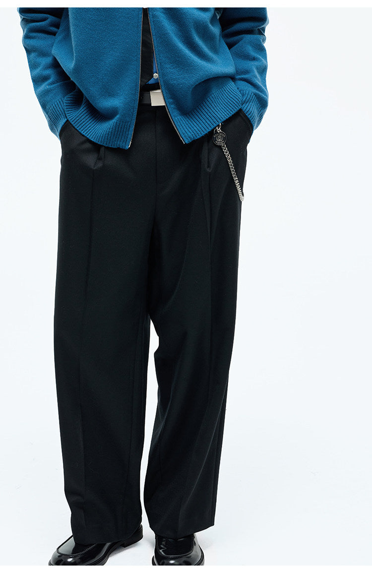 Elastic Waistband Straight Leg Casual Pants