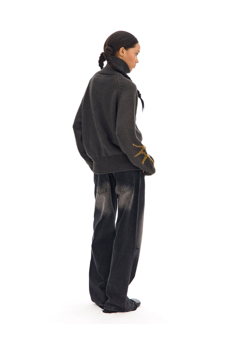 Stand collar zip cardigan