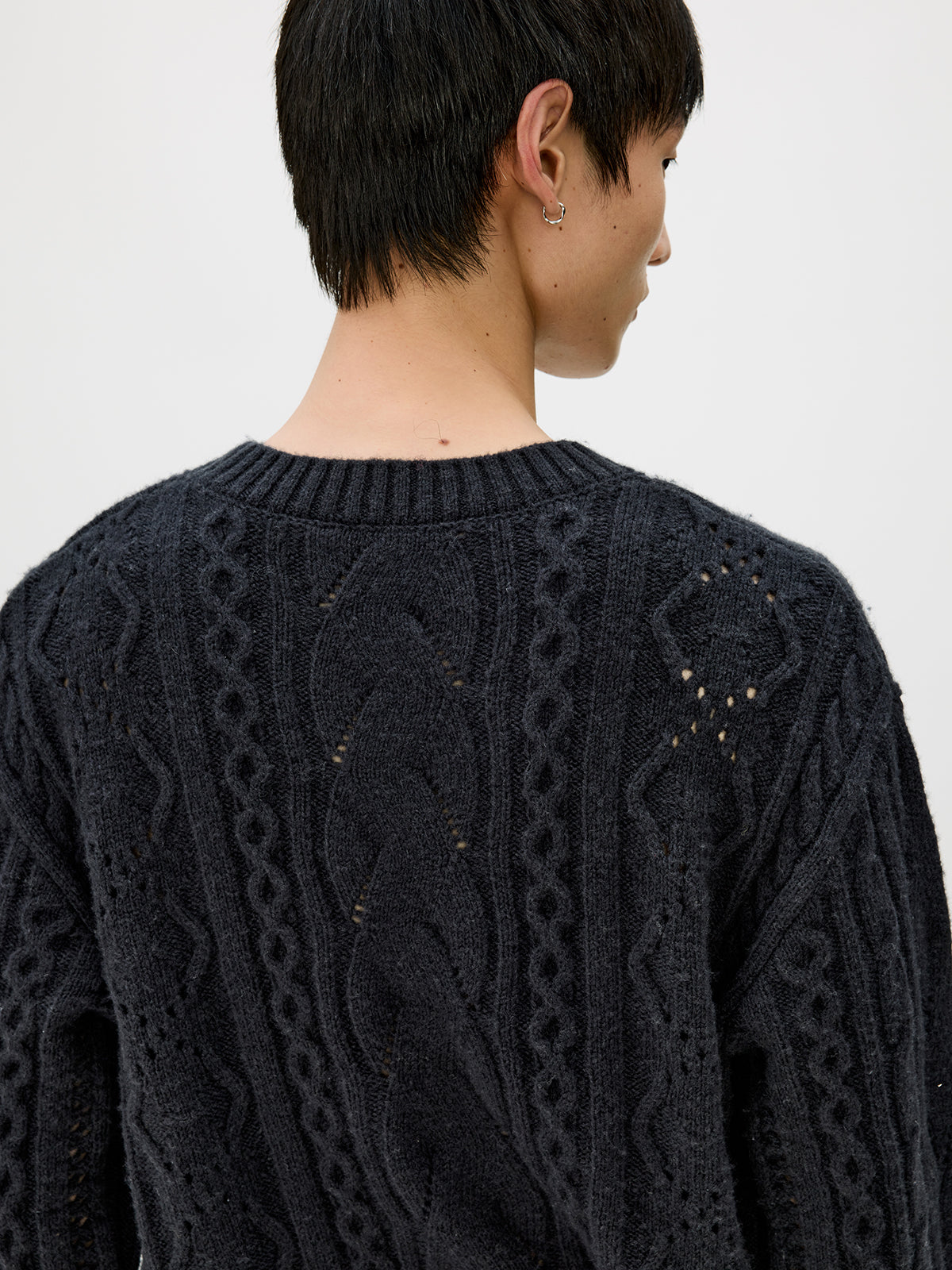 V-neck cable knit sweater