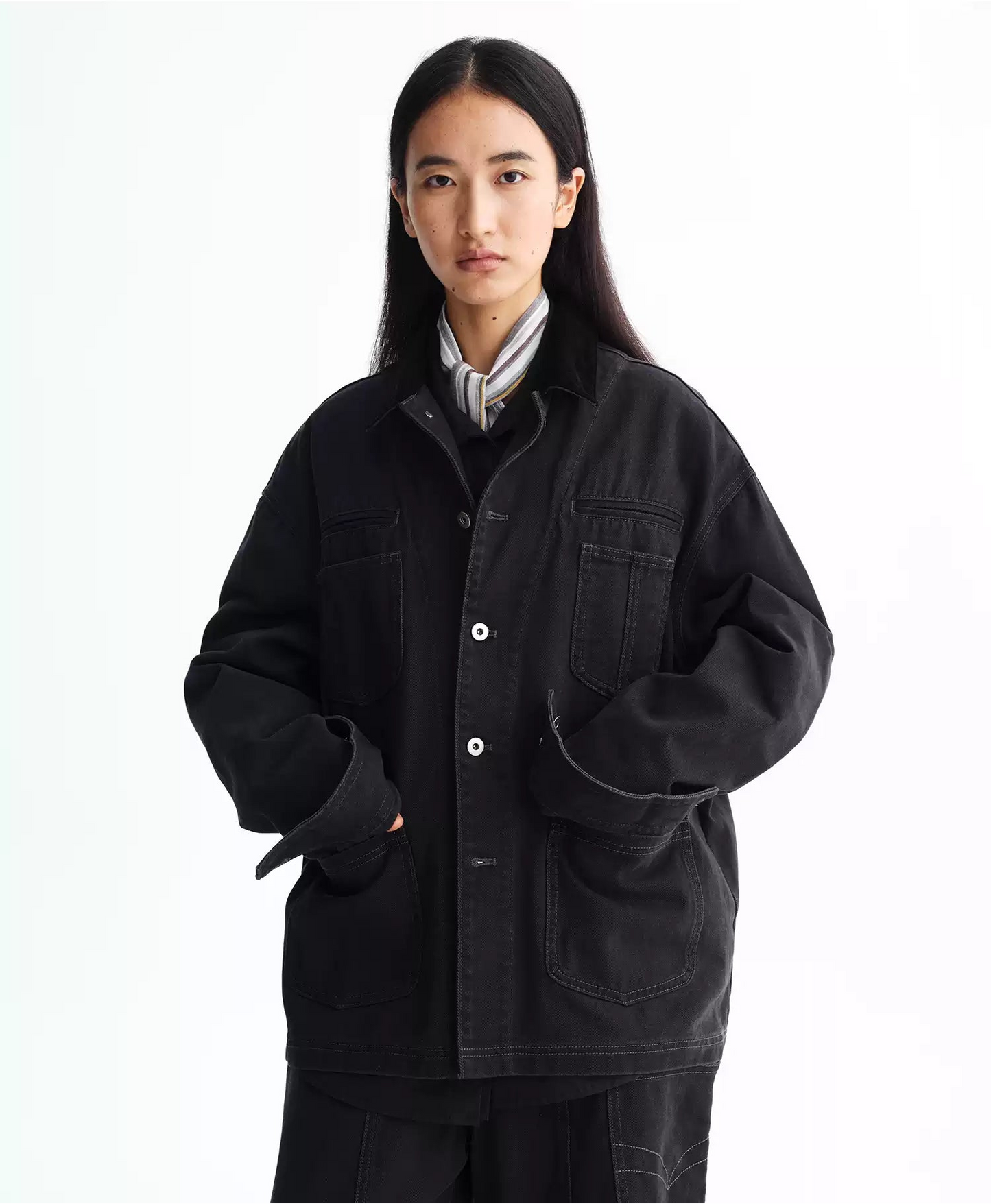 Loose-Fit Washed Denim Jacket