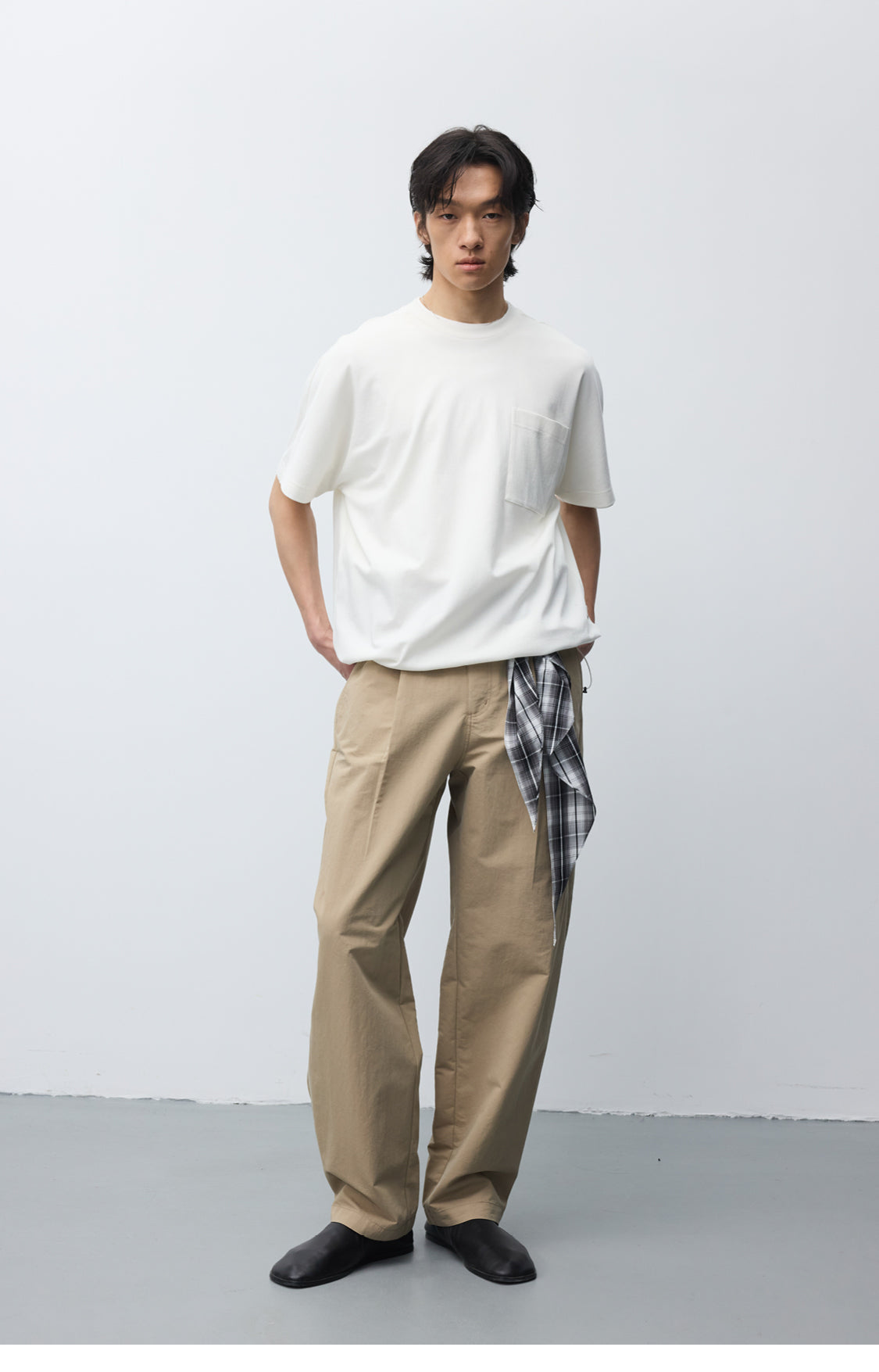 Drawstring loose-fitting T-shirt