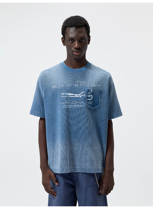 빈티지 프린트 라운드넥 티셔츠