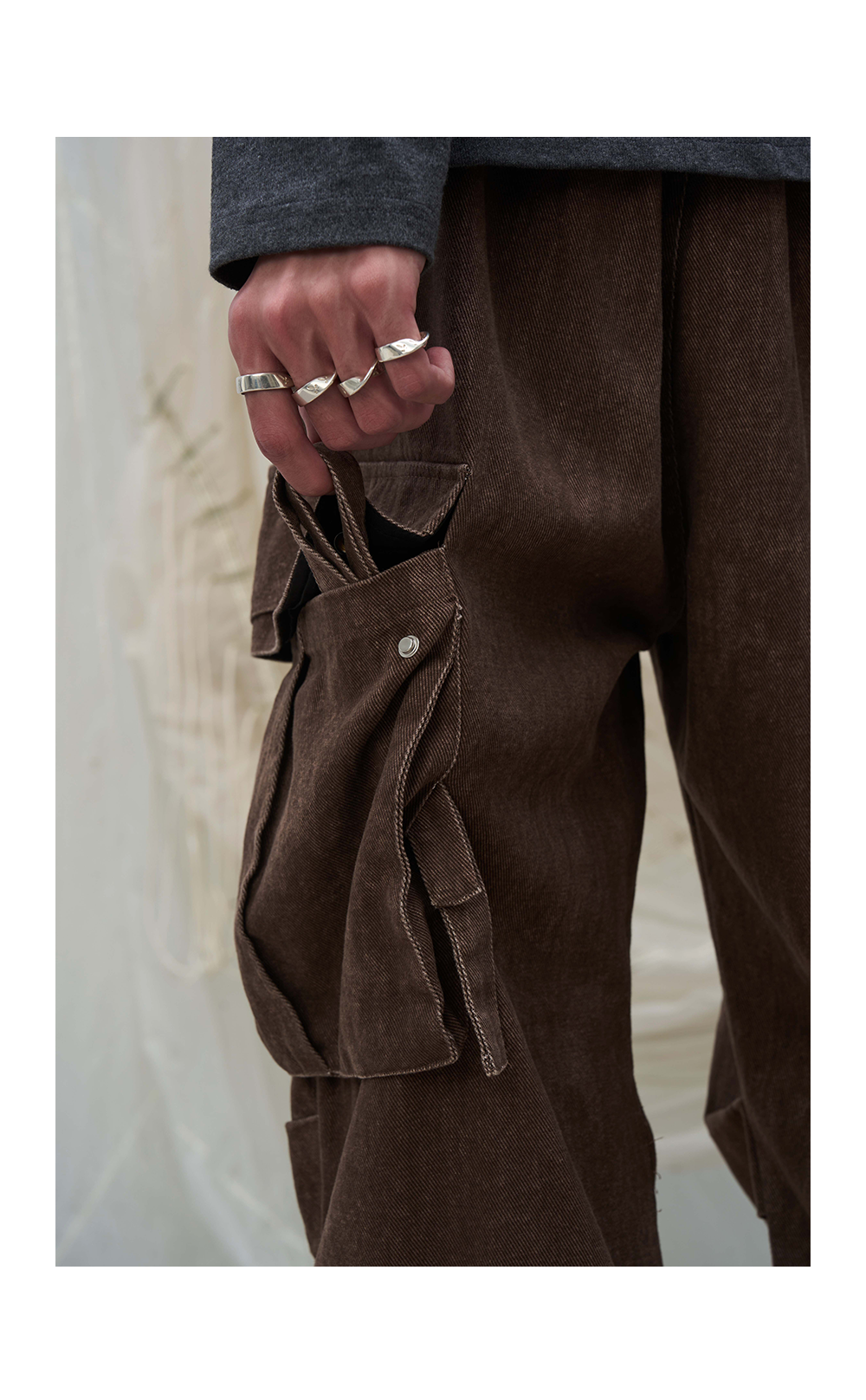 Washed multi-pocket bomber pants