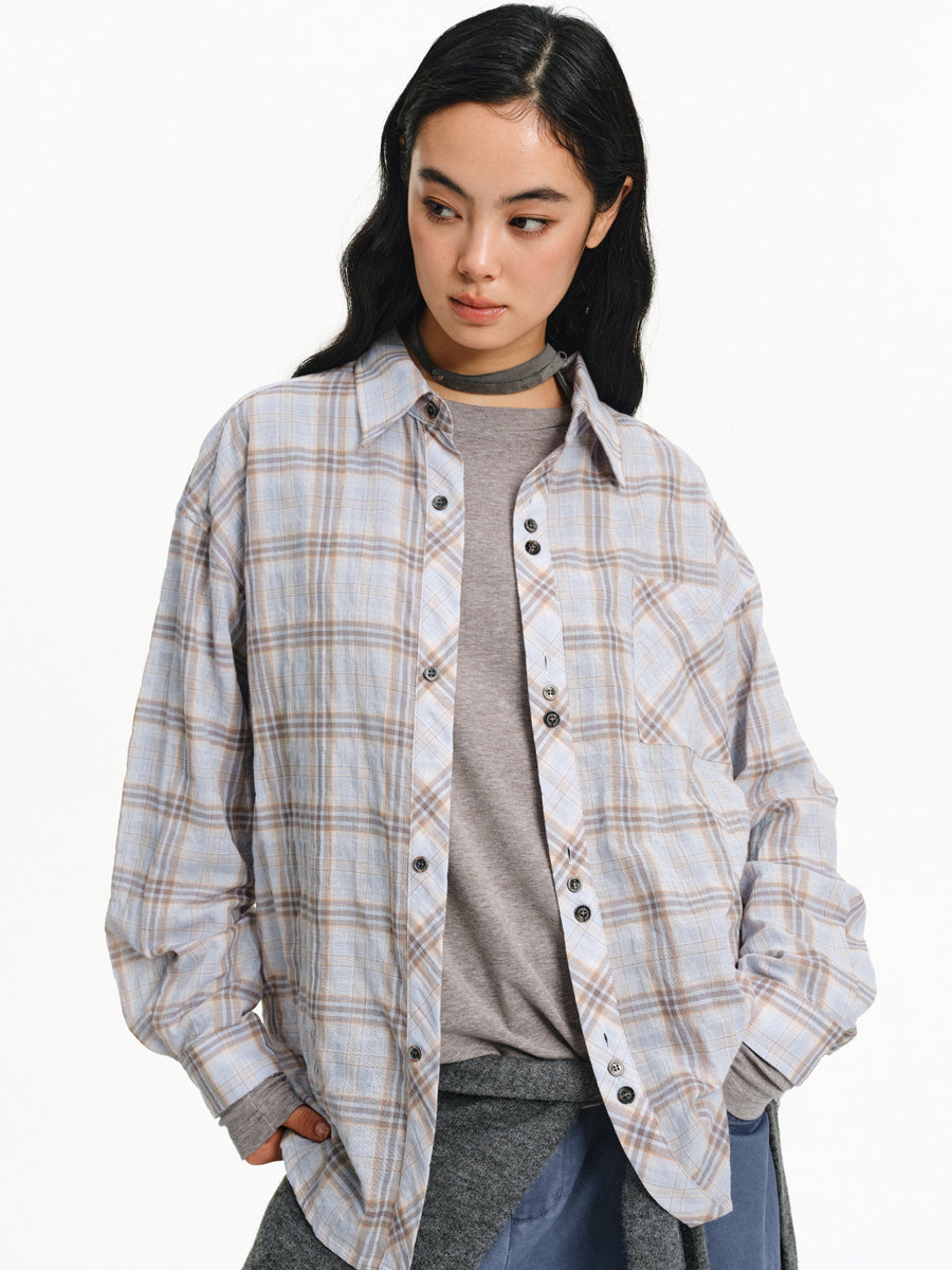 Multi-button Checkered Shirt