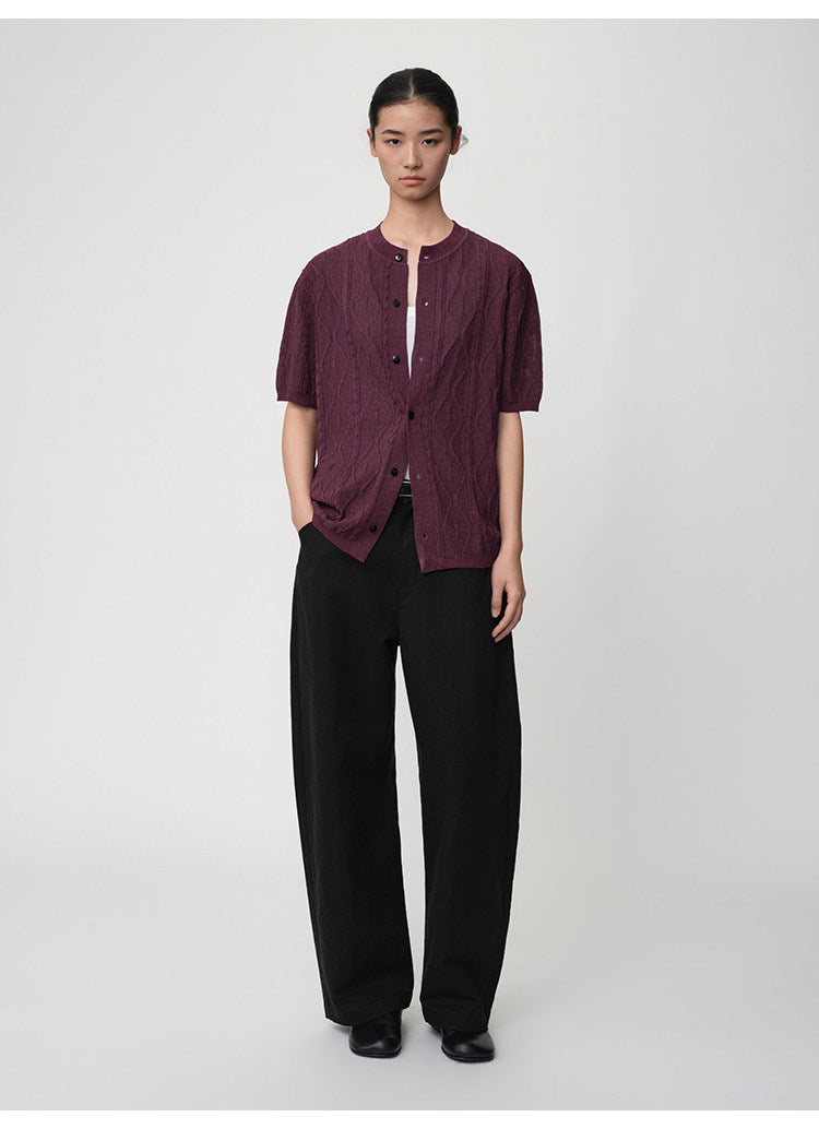 Curved Straight-Leg Casual Pants