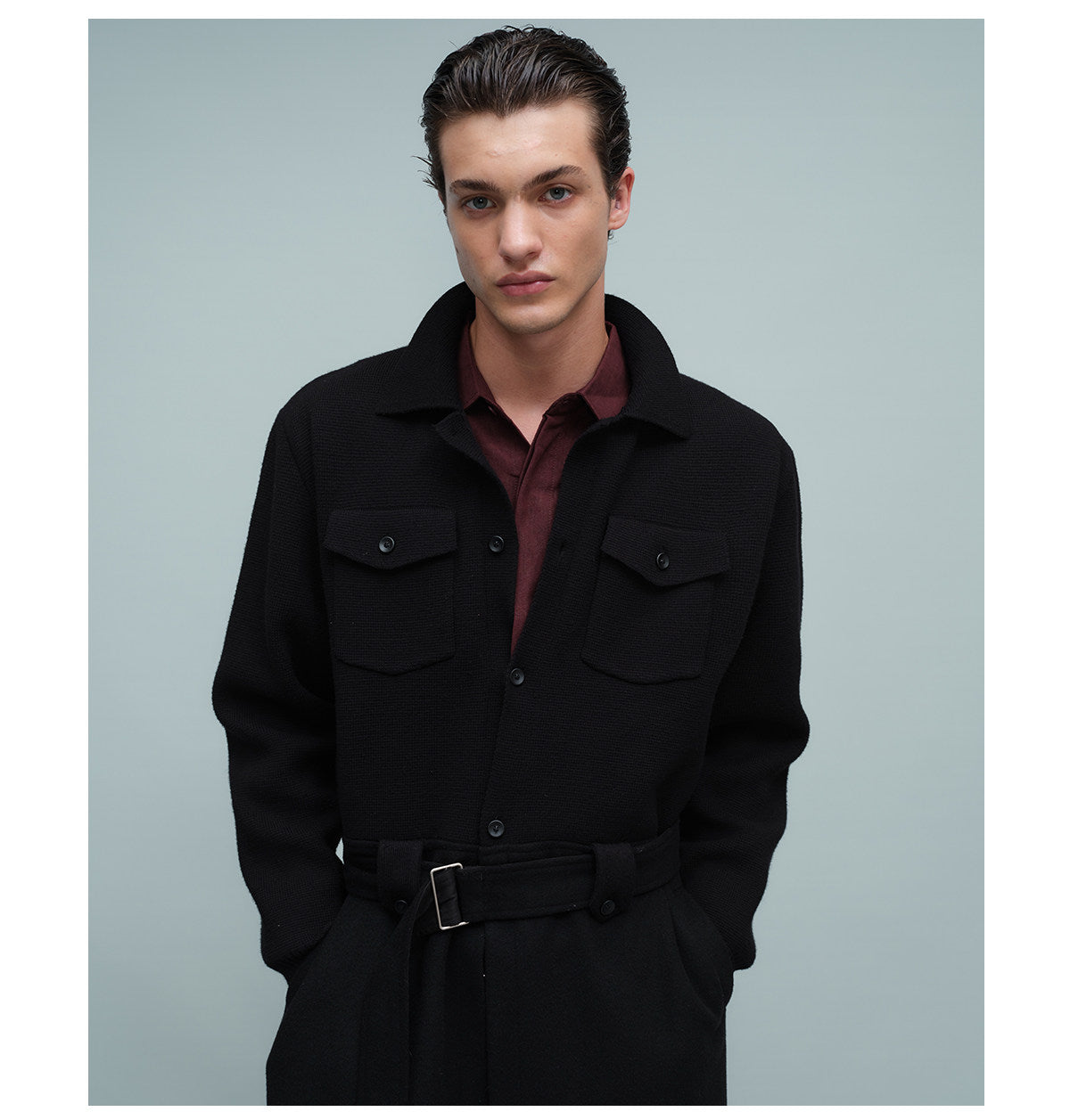 Segment Design Drop-Shoulder Coat