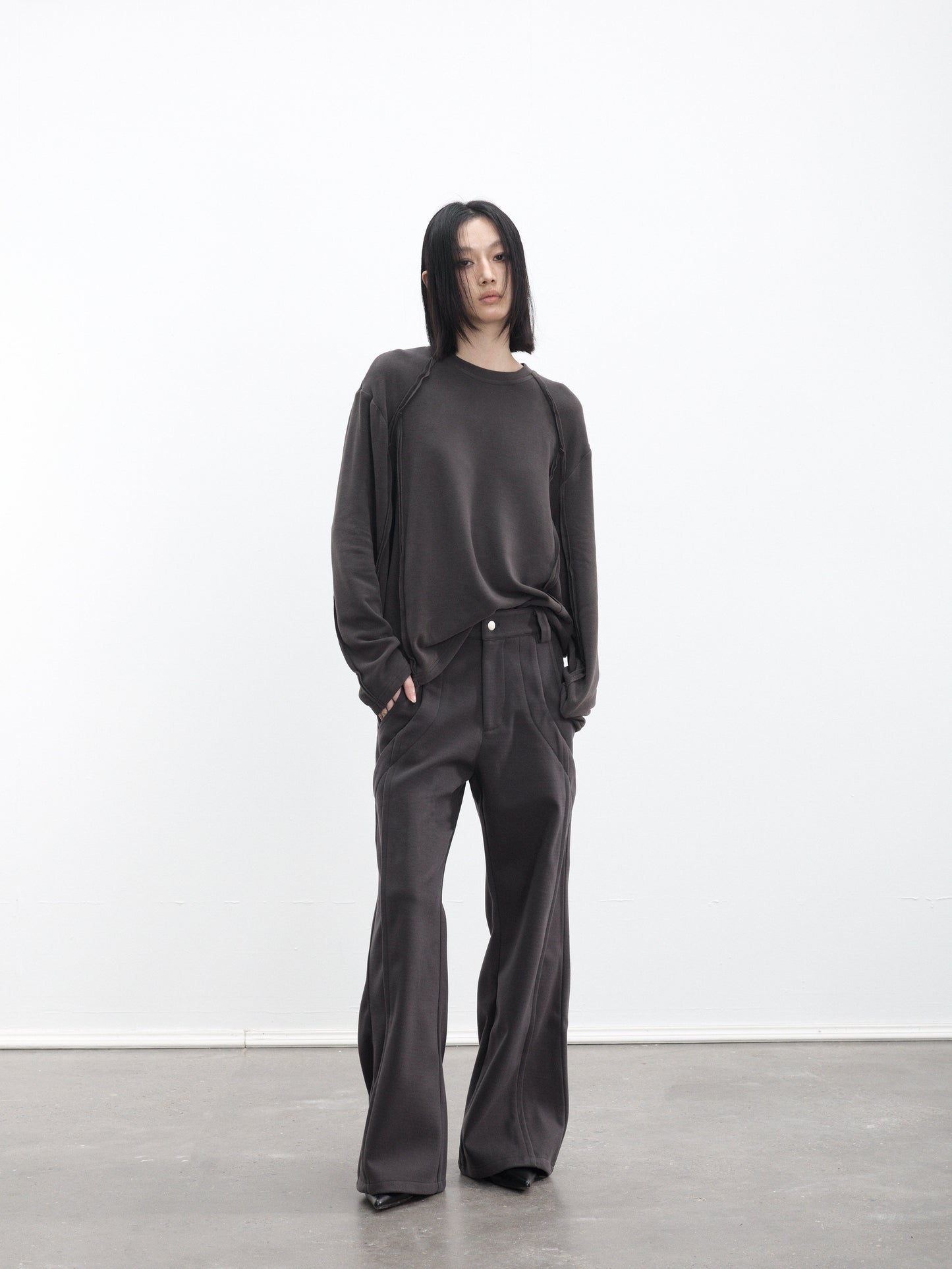 Deconstructed Wide-Leg Casual Pants