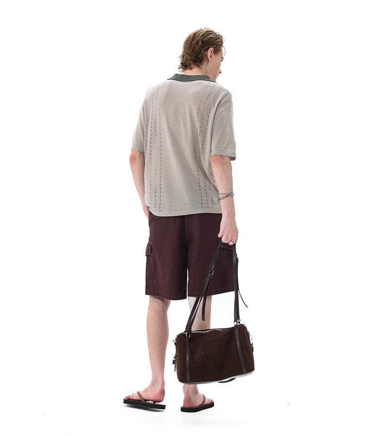 Knit Openwork Polo Shirt