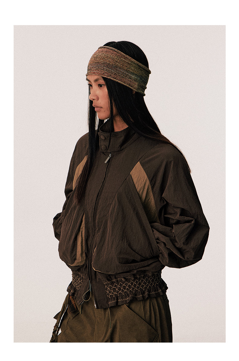 Pleated Gathered Nylon Jacket