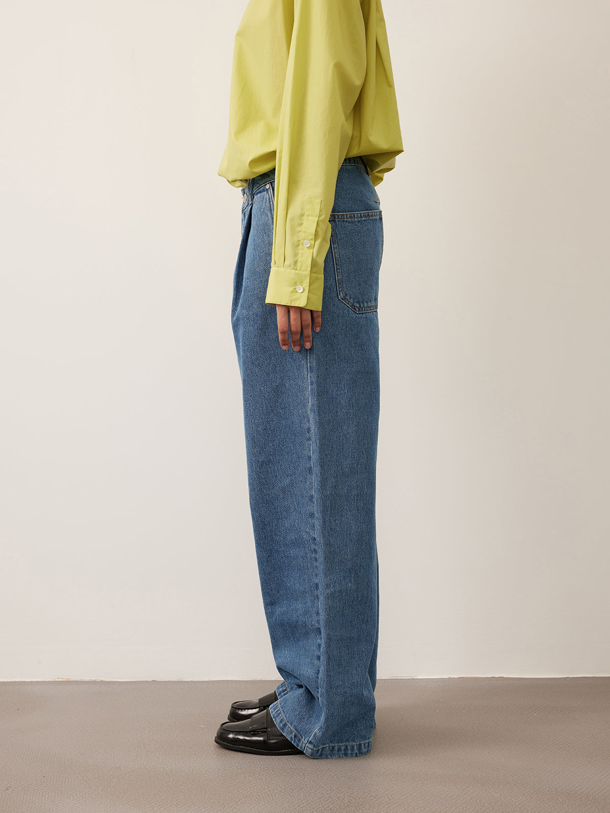 Single Pleats Loose Straight Jeans 12.25 oz.