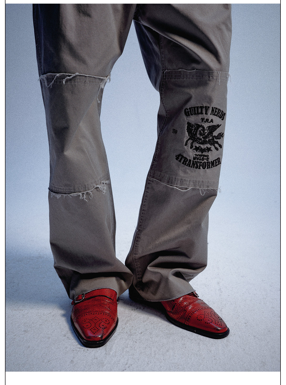 Embroidered Canvas Casual Pants