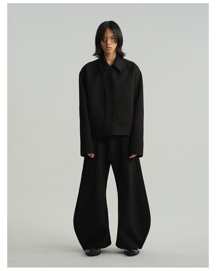 Three-dimensional cut wide-leg pants