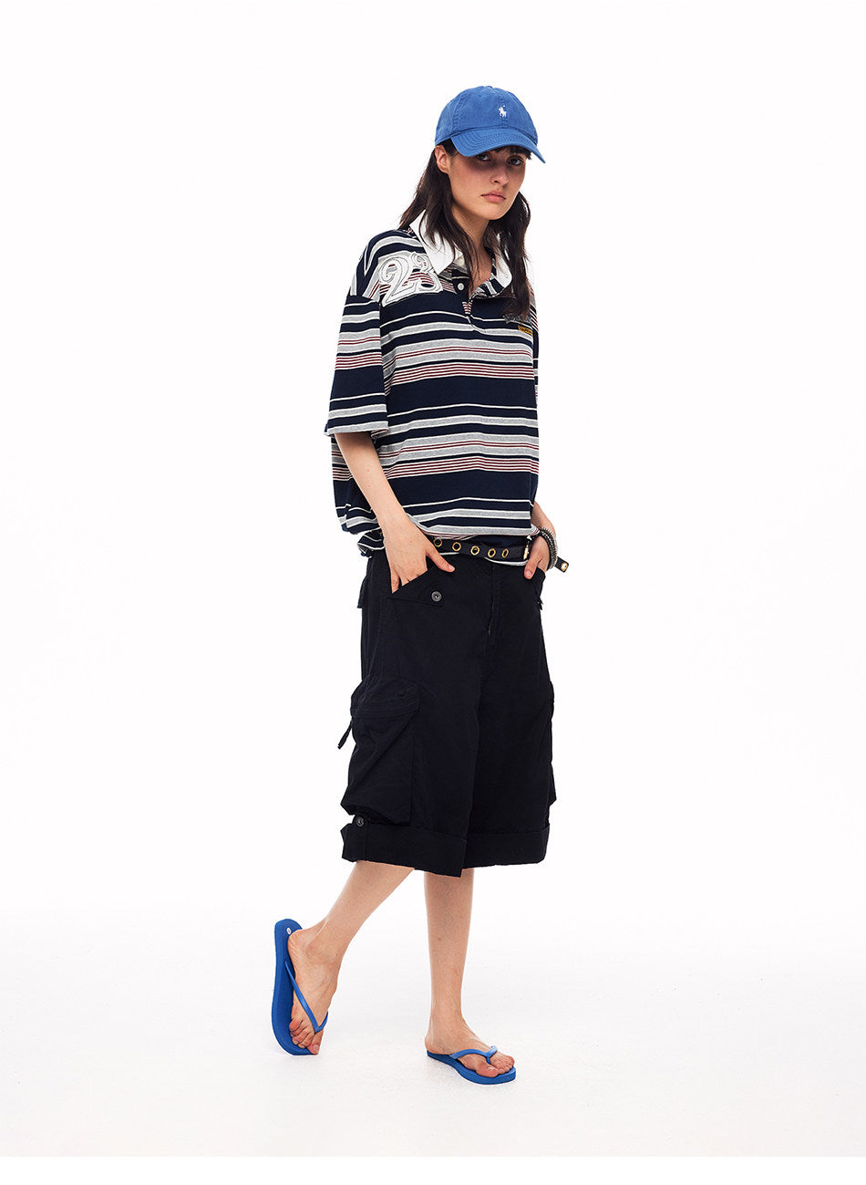 Contrast-Striped Polo Shirt