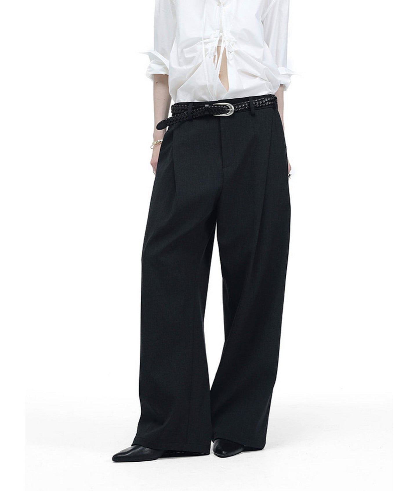 Vintage-Style Pleated Casual Pants