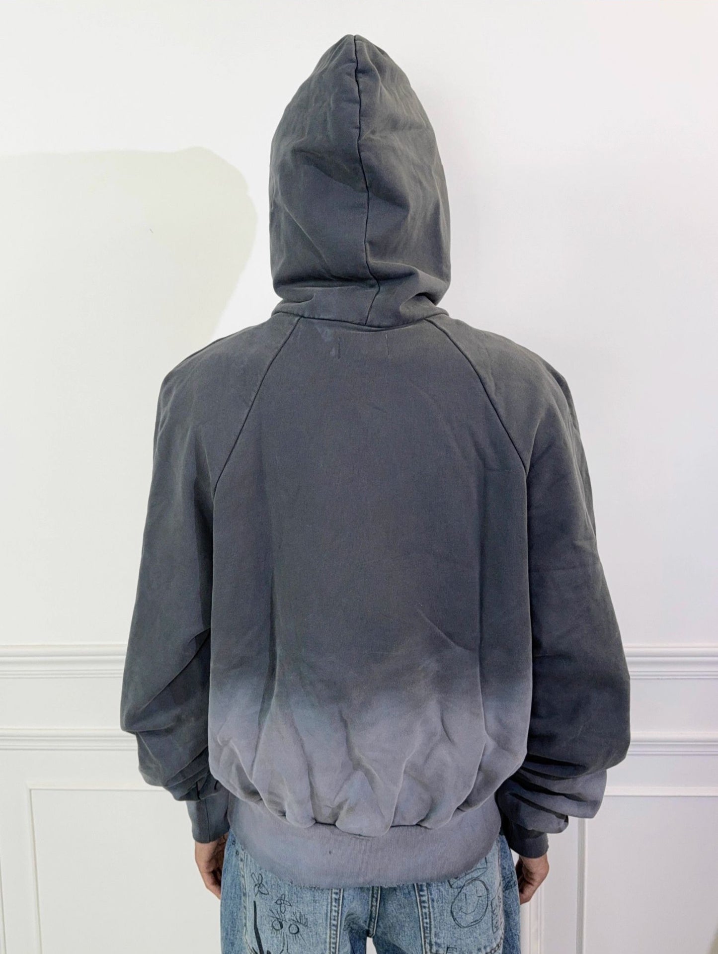 Washable Damaged Hooded Sweatshirt