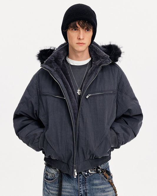 Detachable Hood White Duck Down Jacket