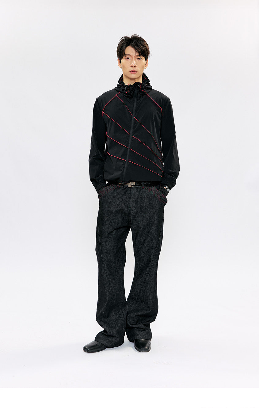 Diagonal-Zip Sunshade Jacket