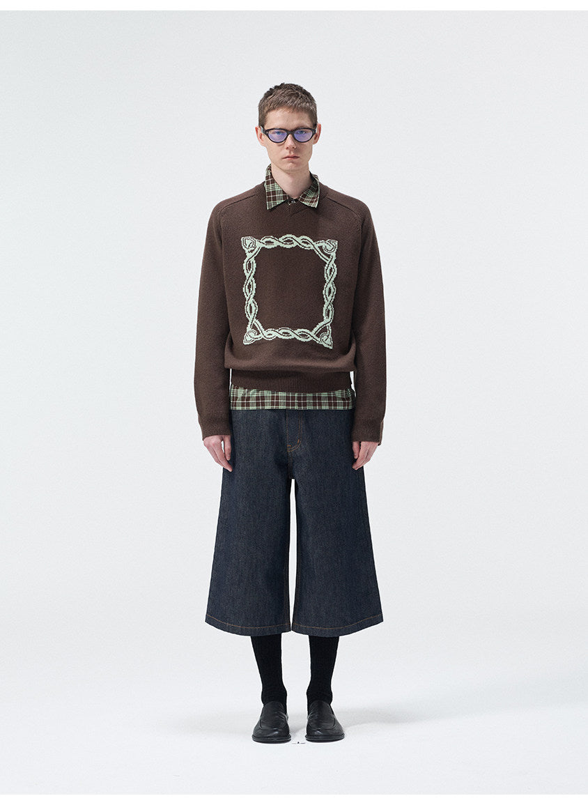 Original Knot Jacquard V-Neck Sweater