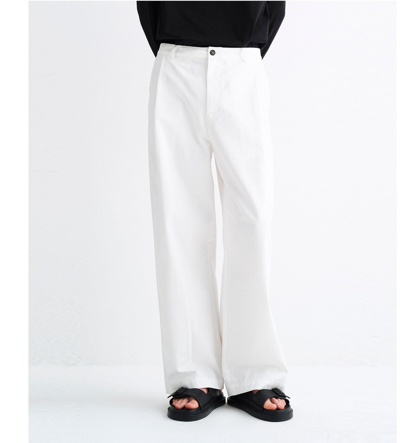 3D-Cut Straight-Leg Casual Wide-Leg Pants