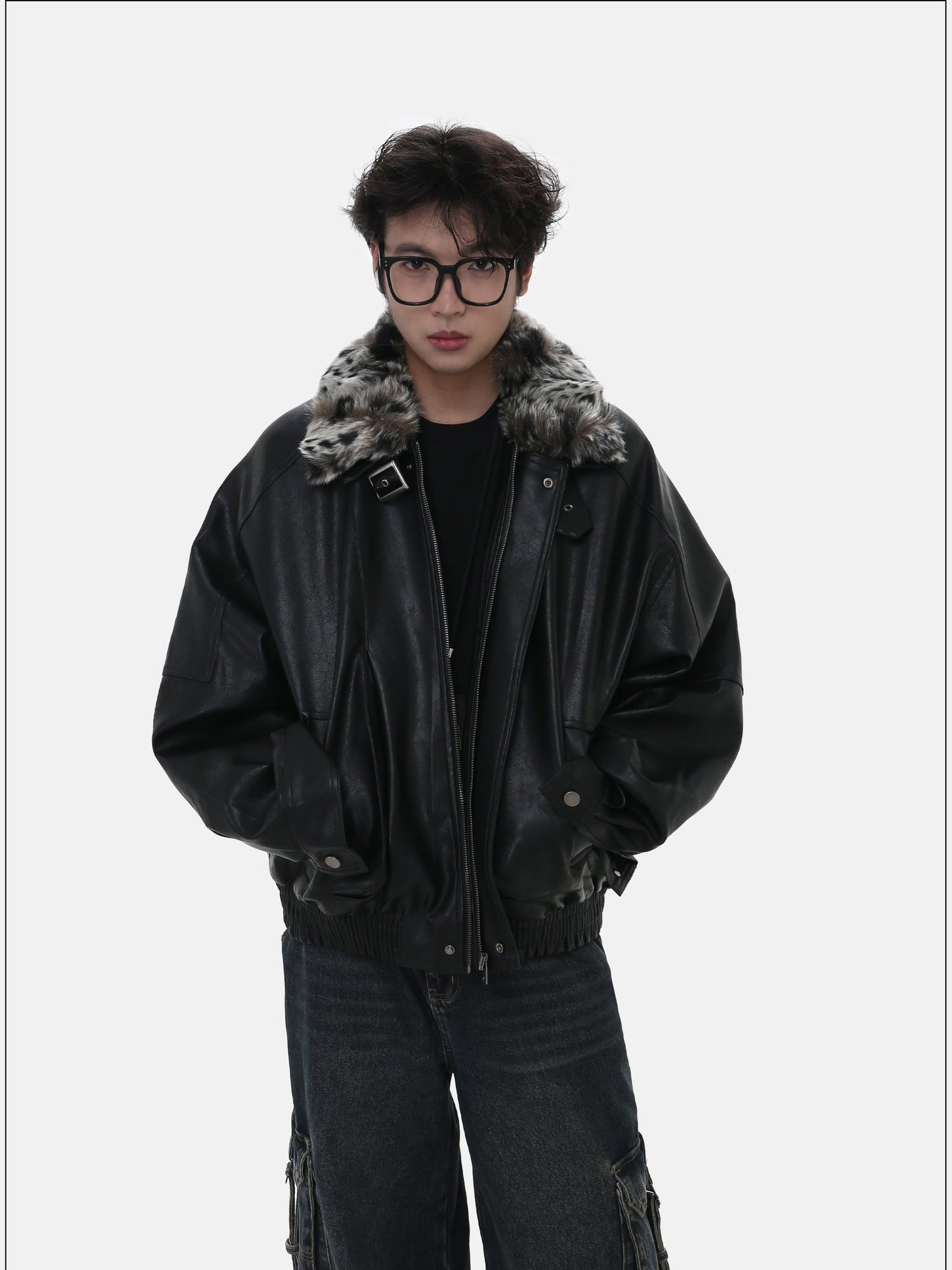 Unisex Short Quilted PU Leather Jacket