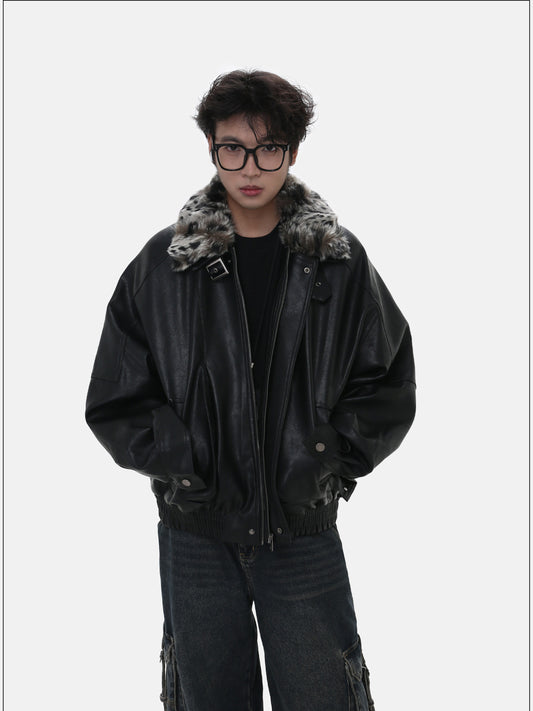 Unisex Short Quilted PU Leather Jacket