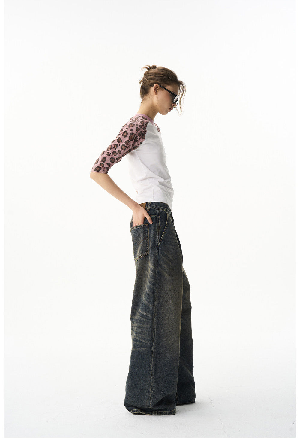 Raglan Leopard Print T-Shirt