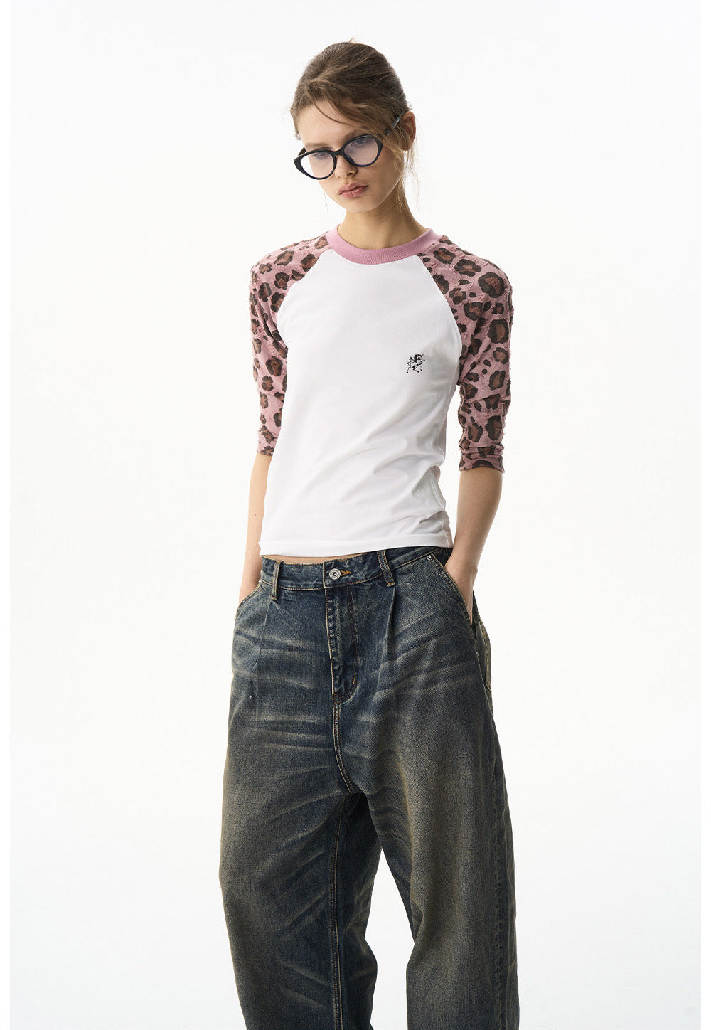 Raglan Leopard Print T-Shirt