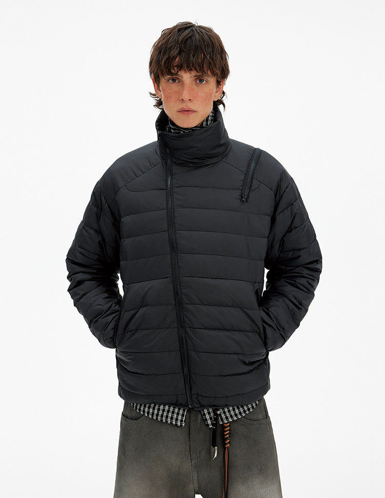 Simple Diagonal Zipper Down Jacket