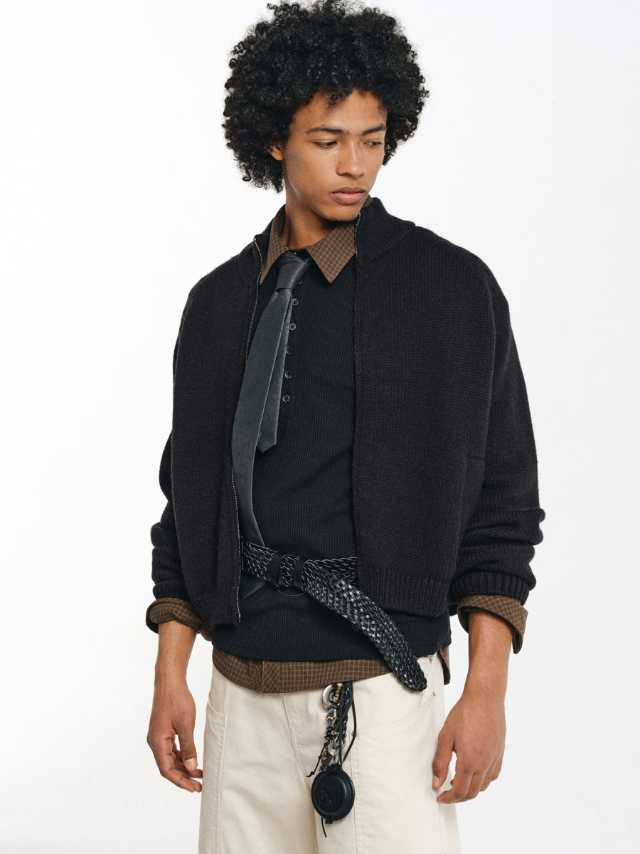 Wool Blend Stand Collar Jacket