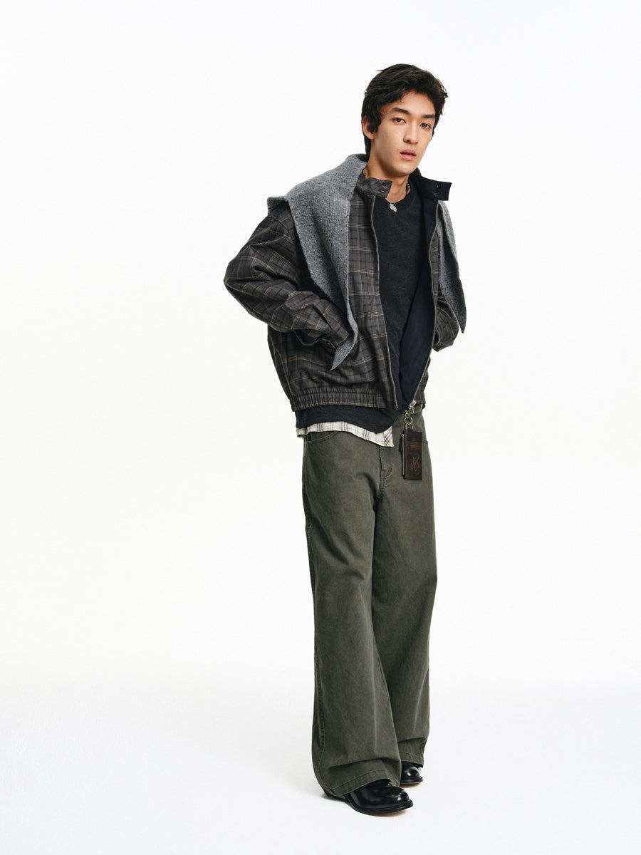 Faded Finish Wide-Leg Casual Pants