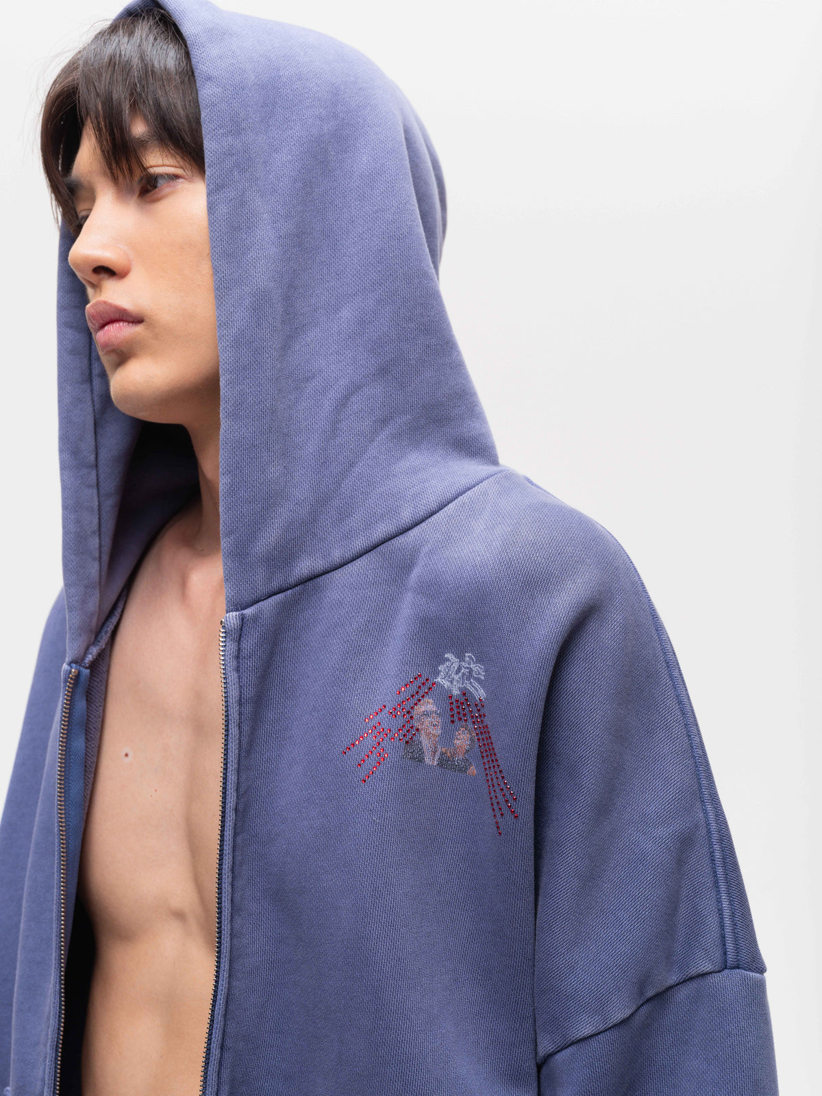 Vintage-Style Zipper Sweatshirt with a Washed Finish