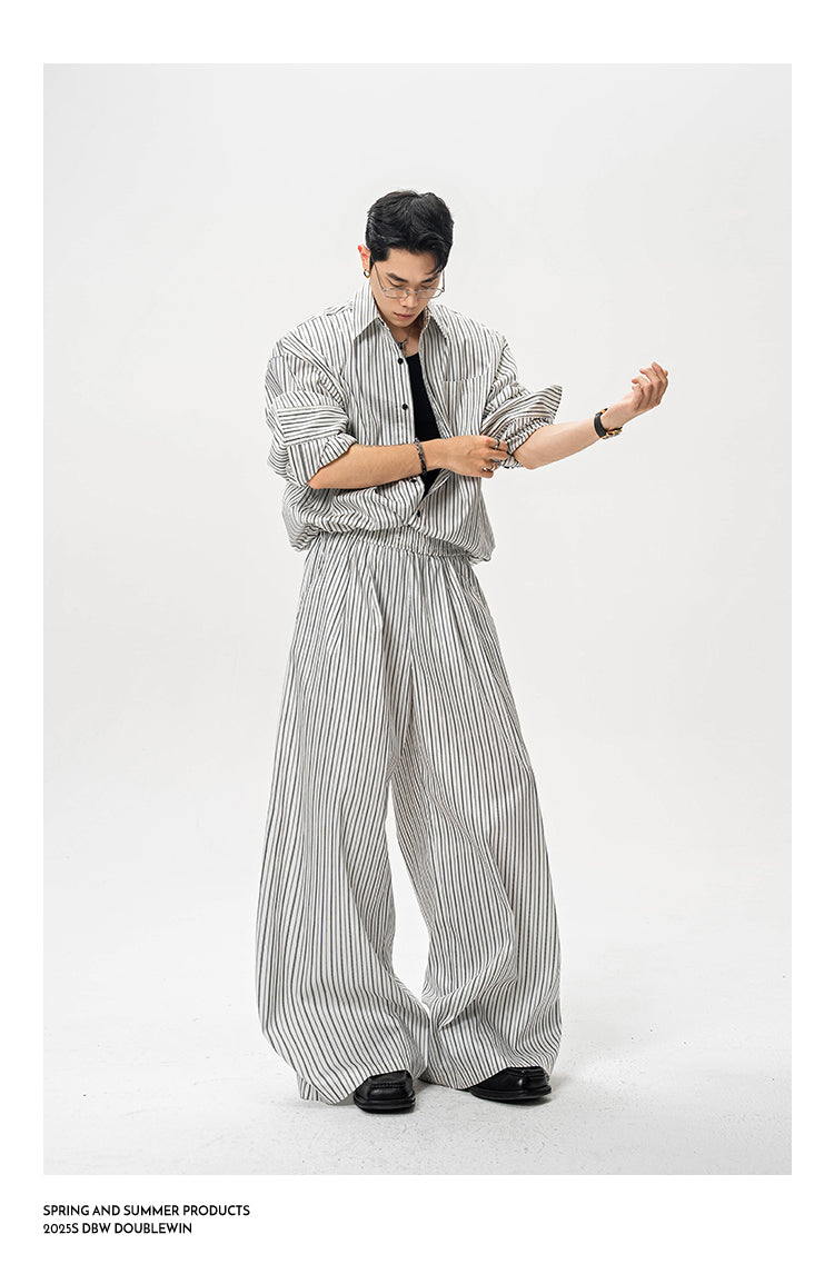 Striped shirt with adjustable hem