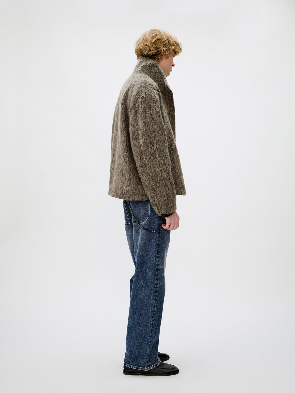 Alpaca Blend Zipper Short Wide Jacket