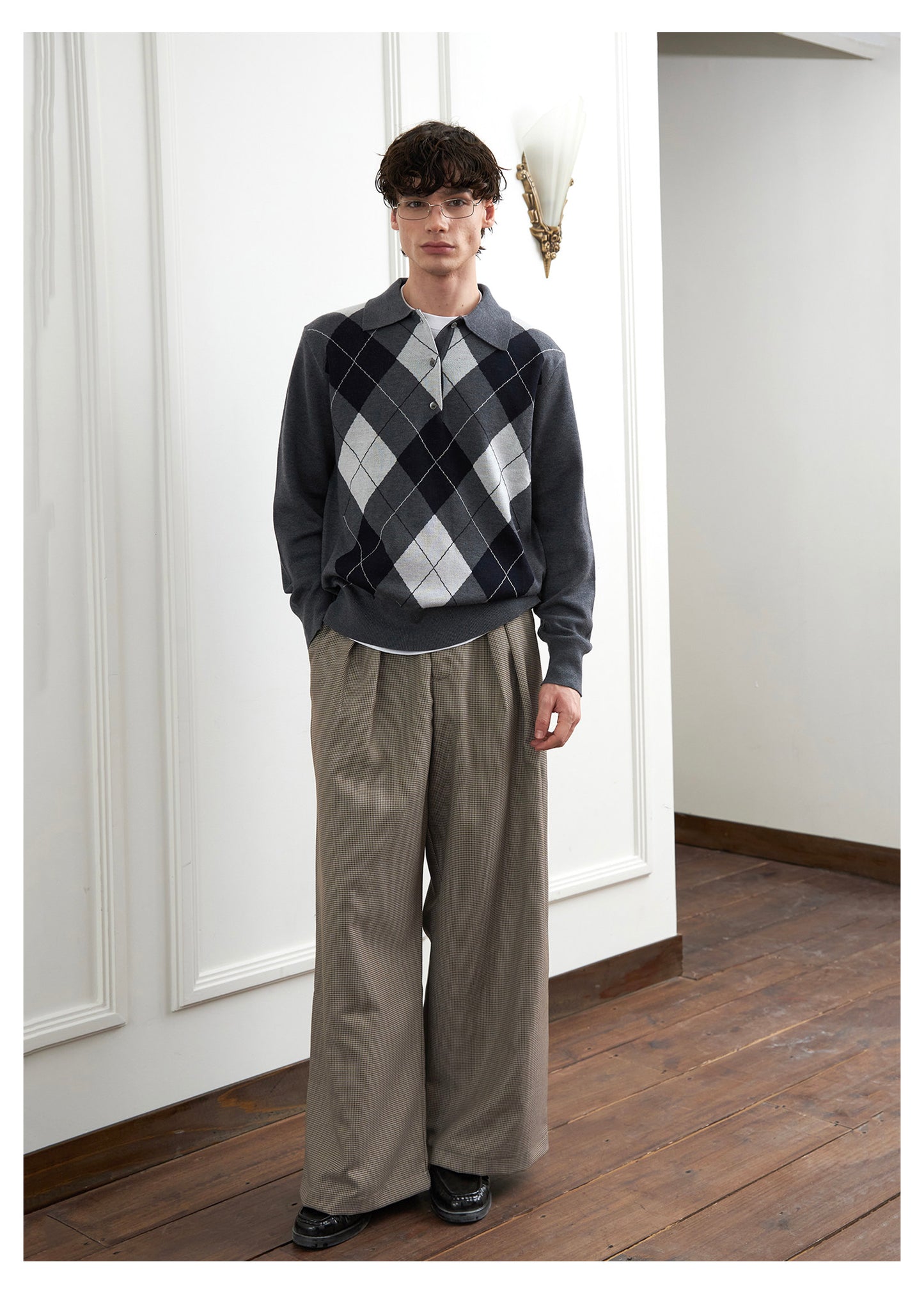 Double-Pleated Wide-Leg Casual Pants