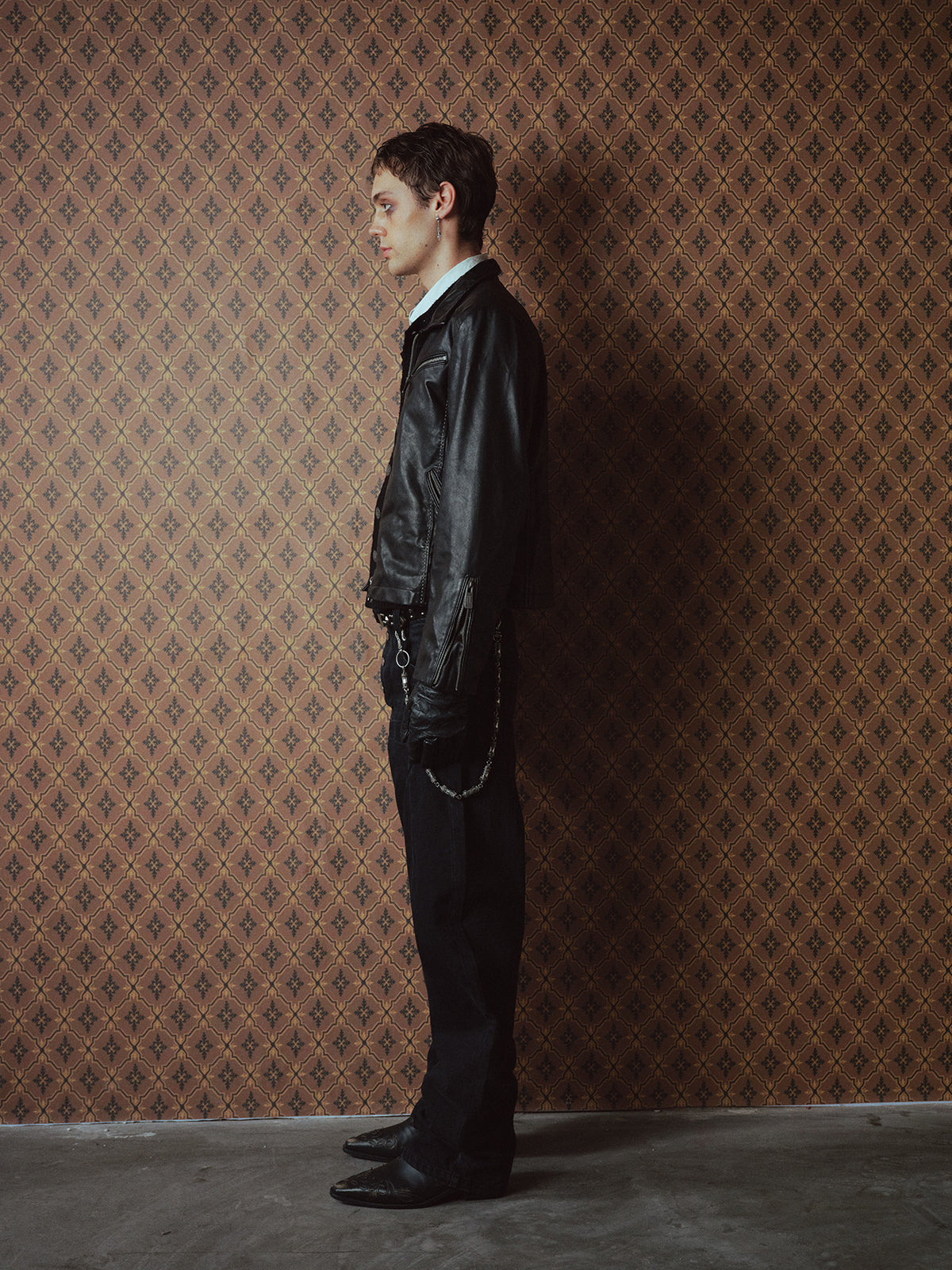 Zipper-Front Washed Leather Jacket