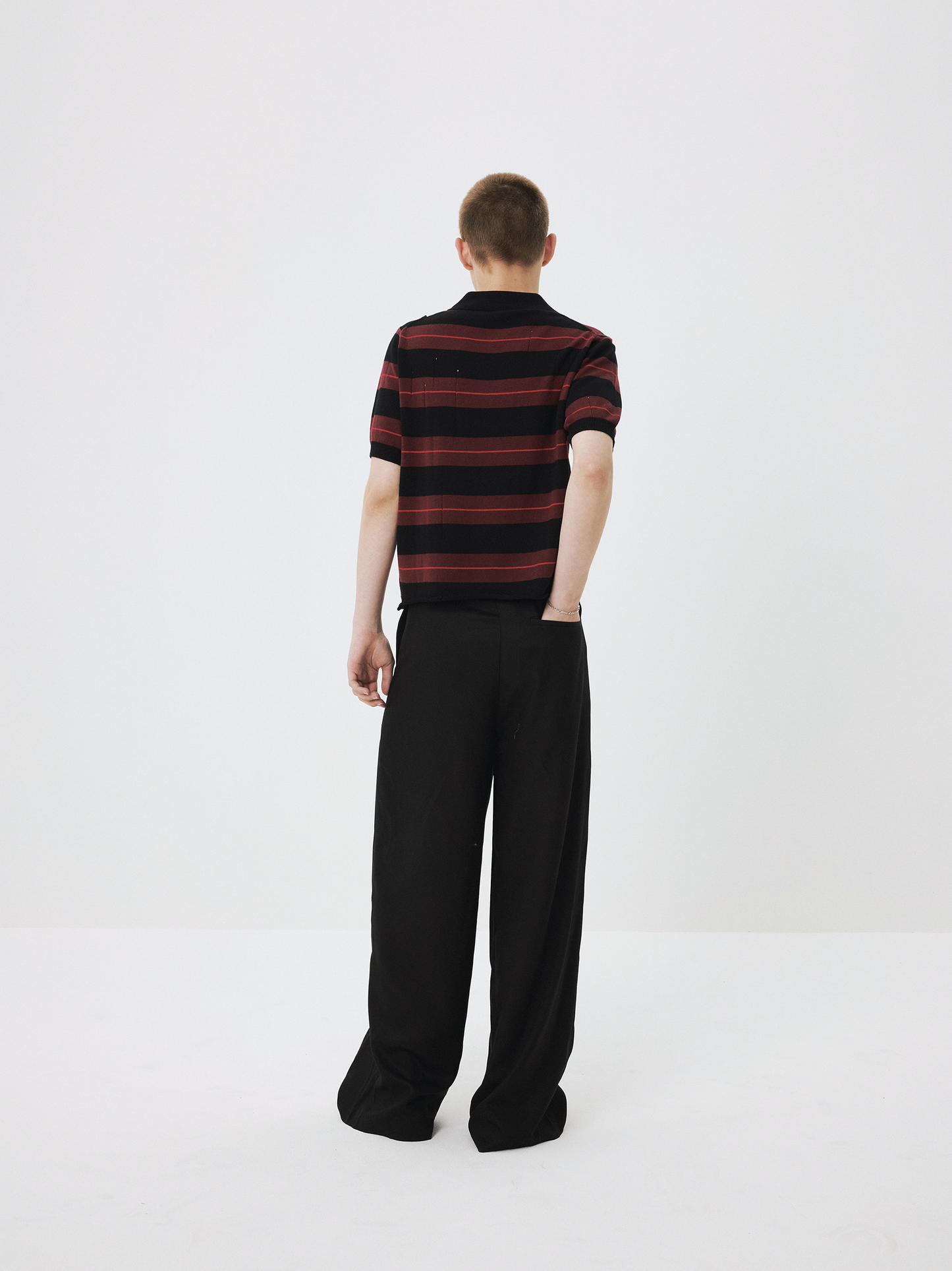 Contrast-Color Knit Polo Shirt