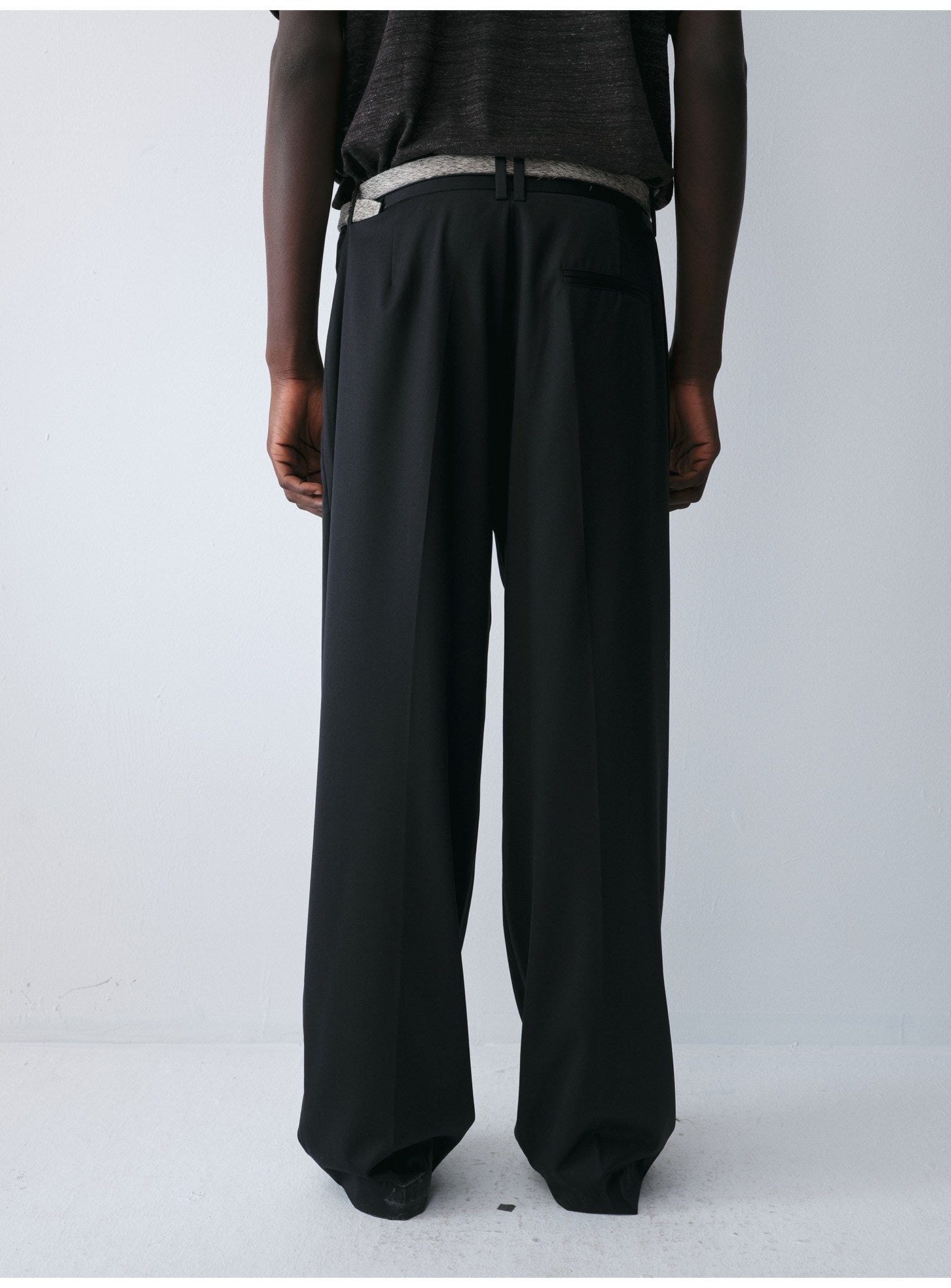 Wool Double-Pleated Casual Pants