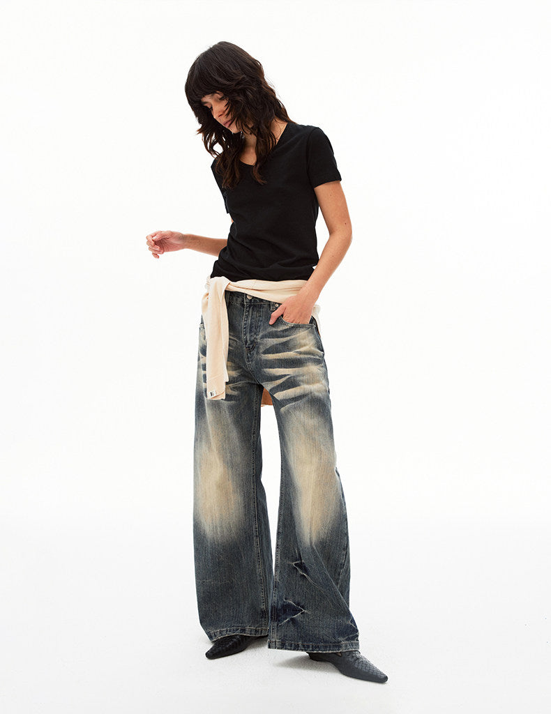 Vintage-style Washed Whiskey Jeans