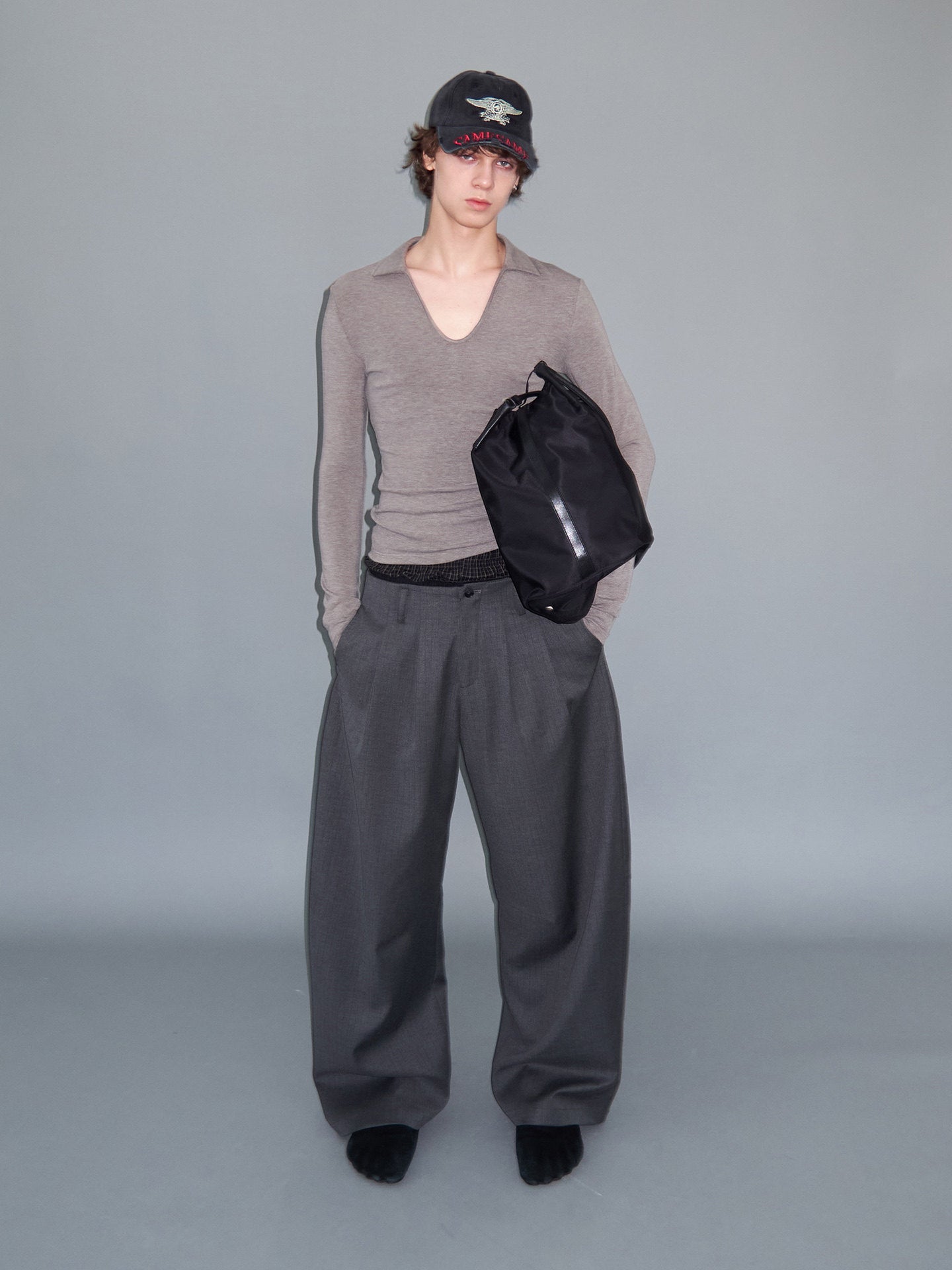 Loose-Fit Curved Casual Pants